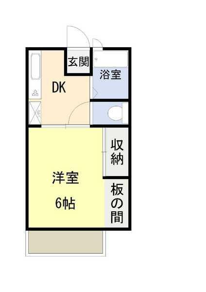 宮原マンション福井(1K/2階)の間取り写真