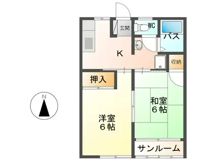メゾンフルール(2DK/2階)の間取り写真