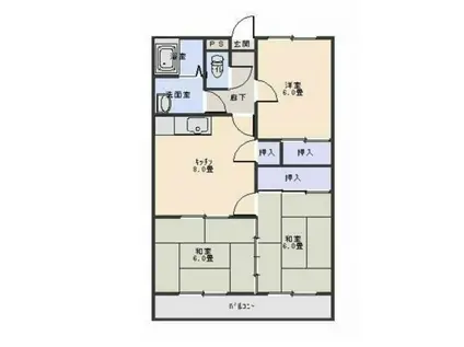 松岡ビル II(3DK/4階)の間取り写真