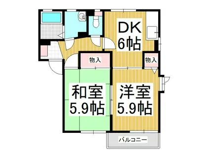 エステートフレンズ A棟(2DK/2階)の間取り写真
