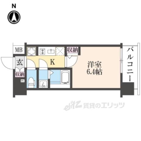 ＪＲ東海道本線 西大路駅 徒歩10分 10階建 築1年(1K/10階)の間取り写真