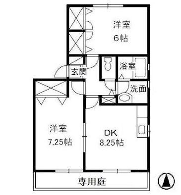 たちばなハイツ(2DK/1階)の間取り写真