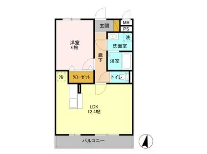 グラマードマレーII(1LDK/2階)の間取り写真