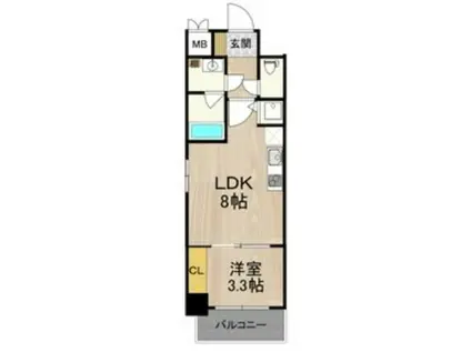 フロンティアタワー九条III(1LDK/12階)の間取り写真