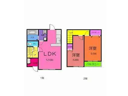 ヴィラ大岩弐番館(2LDK/1階)の間取り写真