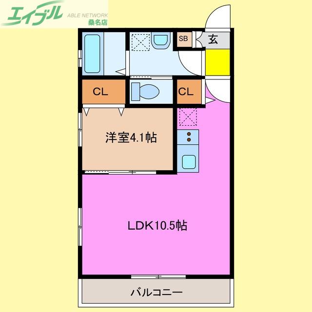 エステート桑名(1LDK/1階)の間取り写真