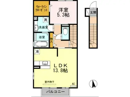 セジュールKOTONE(1LDK/2階)の間取り写真