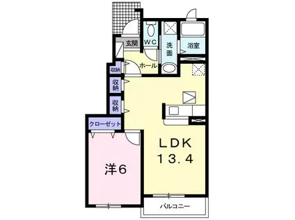 グリーン・アモール(1LDK/1階)の間取り写真