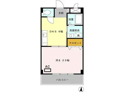 ヴァンクレールI(1DK/5階)の間取り写真