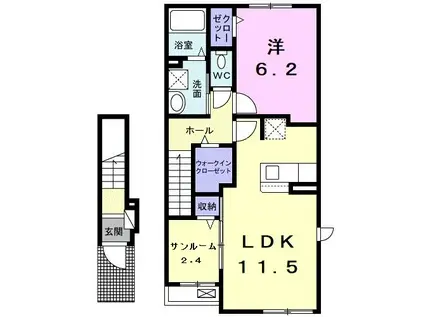 コリナ ノルテ(1LDK/2階)の間取り写真
