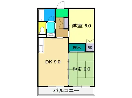 インペリアル西本II(2LDK/6階)の間取り写真