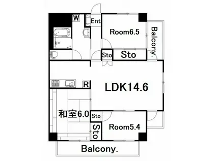 ヴィラシーボルト(3LDK/4階)の間取り写真