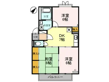 モンターニュ・リーブルB(3DK/1階)の間取り写真