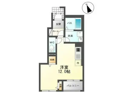 アーバンヒルズ鹿島(ワンルーム/1階)の間取り写真