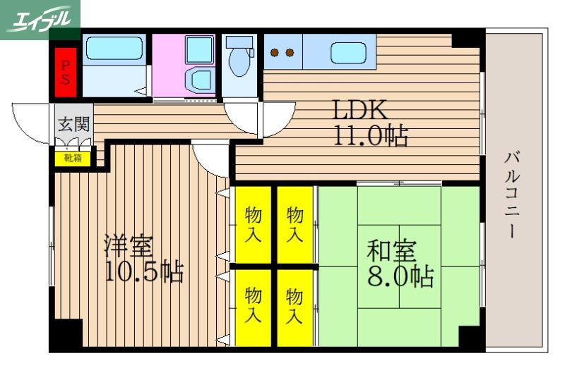 プレジデント高柳(2LDK/6階)の間取り写真