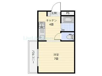 グランドハイツ(1K/6階)の間取り写真