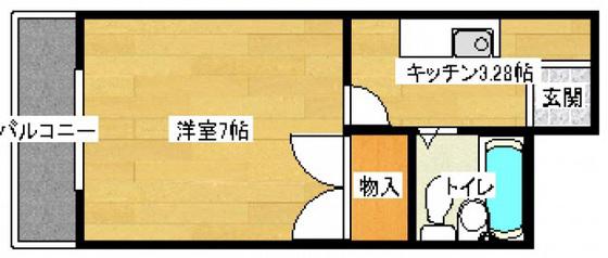 アベニュー西山(1DK/2階)の間取り写真