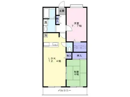 ヴァンテアン(2LDK/1階)の間取り写真