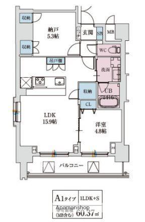 スプランディッド上本町ウエスト(1SLDK/10階)の間取り写真