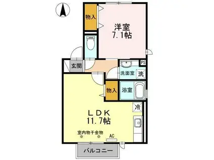 ユーポエム(1LDK/1階)の間取り写真