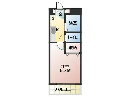 ピアリーさつき(1K/2階)の間取り写真