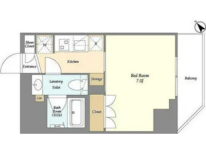 ルジェンテ・バリュ上野根岸(1K/2階)の間取り写真