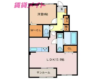 エムツートリアードIII(1LDK/1階)の間取り写真