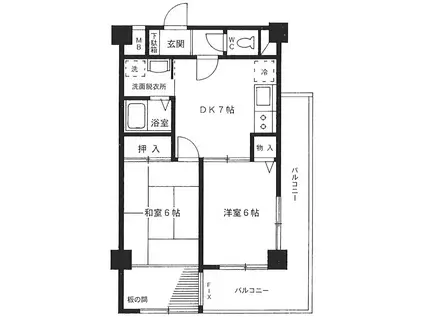 クロープ双葉(2DK/6階)の間取り写真