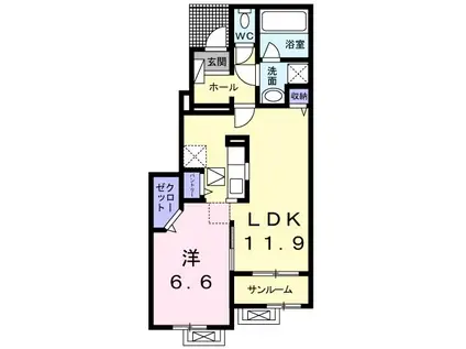 シェーン・プラッツ(1LDK/1階)の間取り写真