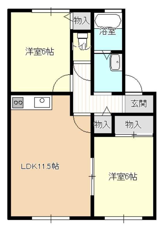 セジュール早出(2LDK/2階)の間取り写真