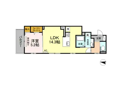 グランテリア楽々園W(1LDK/2階)の間取り写真