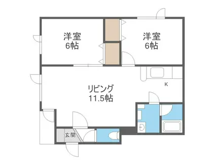 サウスヴィラB(2LDK/1階)の間取り写真