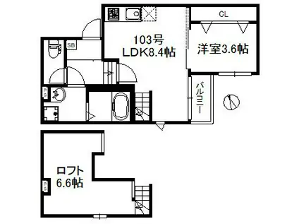 ポラリス久留米ウエスト(1LDK/1階)の間取り写真