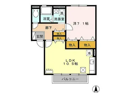 ウィルモアABCDE館(1LDK/1階)の間取り写真