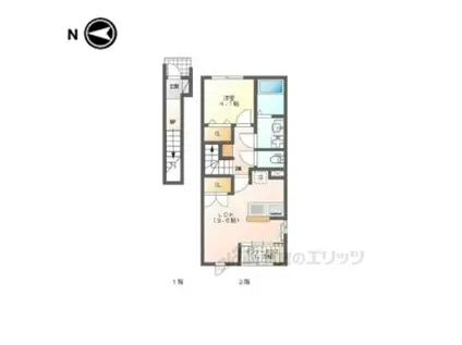 アンソレイエ・本堀(1LDK/2階)の間取り写真