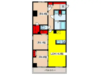 コンフォリア・リヴ豊洲キャナル(3LDK/5階)の間取り写真