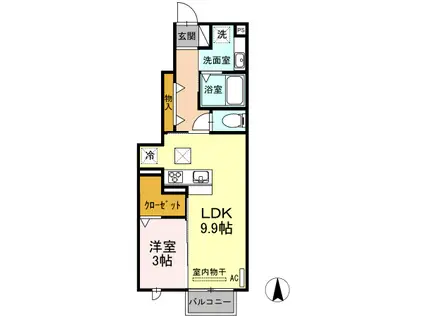 D-ROOM大崎(1LDK/1階)の間取り写真