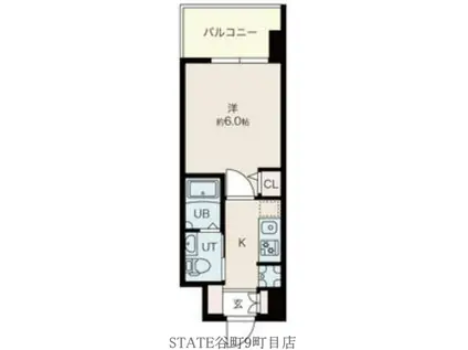 ラクラス阿倍野元町(1K/8階)の間取り写真