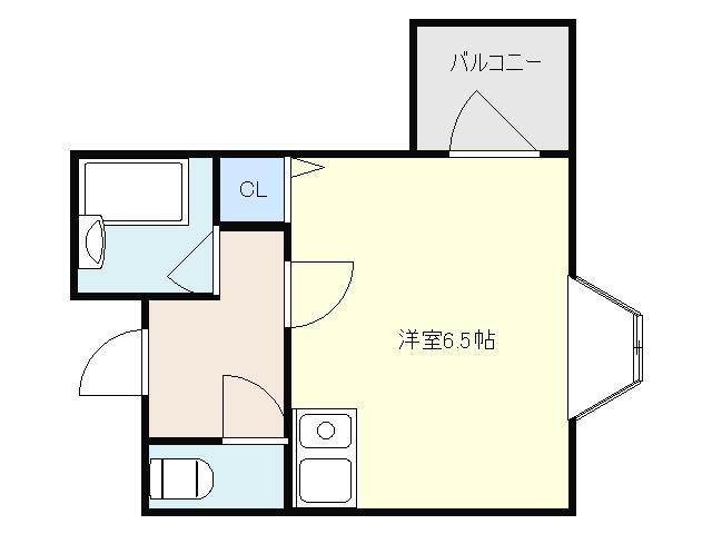 シャルマンフジ堺市弐番館(1K/1階)の間取り写真