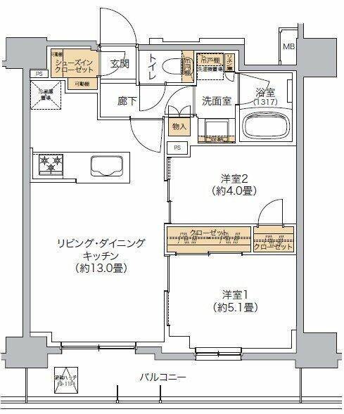 リビオメゾン西麻布(2LDK/10階)の間取り写真
