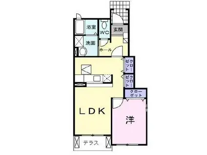 リバーサイドガーデンイースト(1LDK/1階)の間取り写真