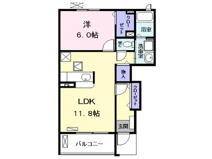 PEARL(1LDK/1階)の間取り写真