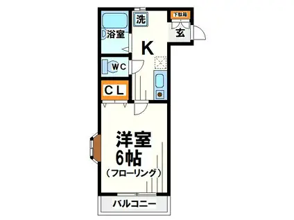 ベルメゾンカワテ(1K/2階)の間取り写真