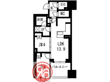 グランドメゾン北堀江レジデンス(2LDK/4階)の間取り写真