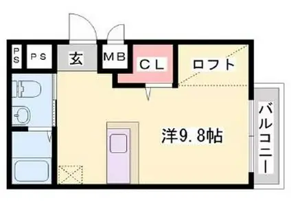 アリスコート明石上ノ丸(ワンルーム/2階)の間取り写真