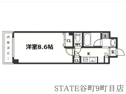 エグゼ大阪城東(1K/2階)の間取り写真