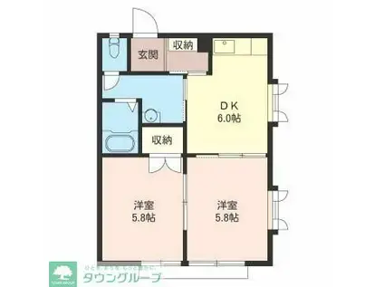 ディアス狭山(2DK/1階)の間取り写真