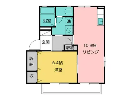 リバティKAZUII E(1LDK/2階)の間取り写真