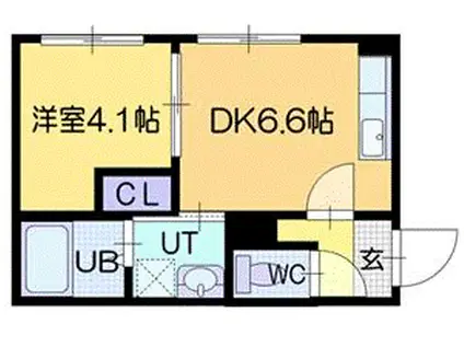 ハレイワコート(1DK/1階)の間取り写真