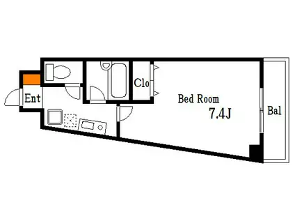 アビティ東あずま(1K/4階)の間取り写真